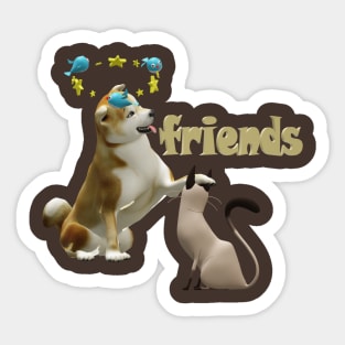 dogs and cats are frends Sticker